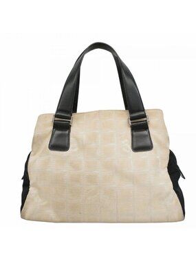 Chanel Handbag New Travel Nylon Beige Black Silver